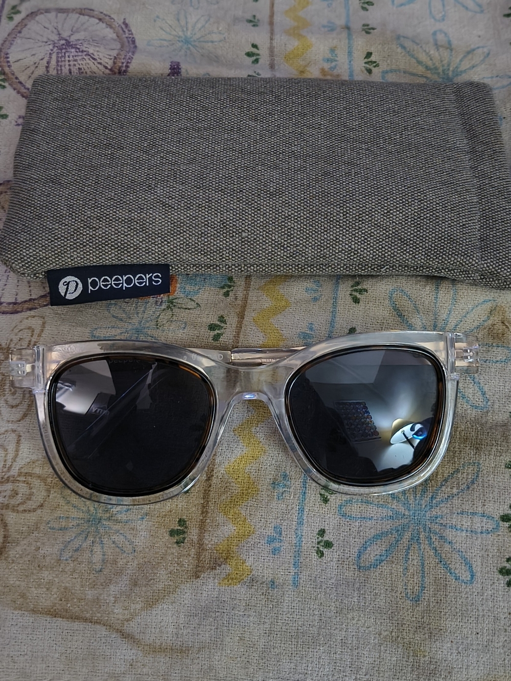 Peepers Clear Frame Sunglasses with Dark Lenses